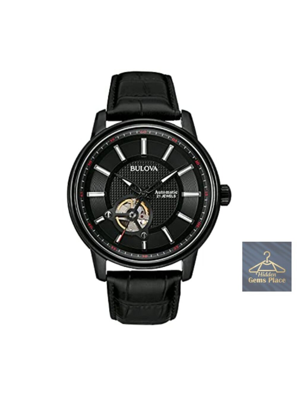 Men's Automatic Watch, Open Aperture Exhibition Case Back, Hack Feature, 21